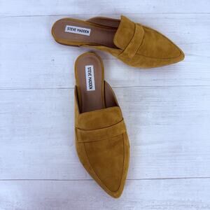 Steve Madden Flavor Mule Womens 9 Suede Slip On Pointed Toes Mustard Yellow Fall